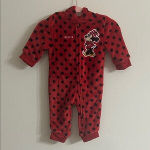 Disney Red and Black Polka Dot Minnie Fleece One-Piece